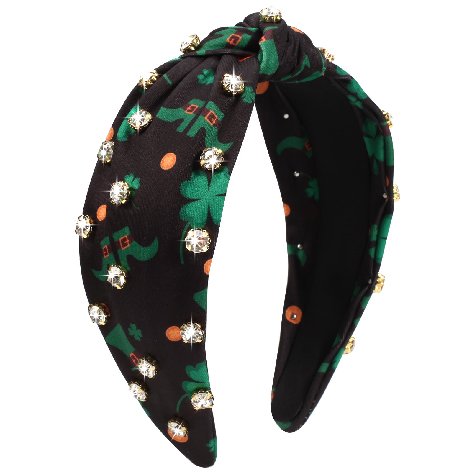 Wholesale Irish St. Patrick's Day Rhinestone Four-leaf Clover Wine Glass Party Headband